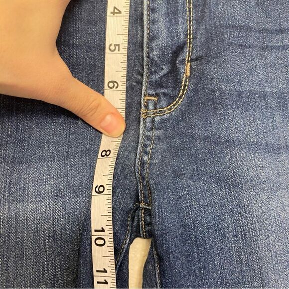 JustUSA mid high rise frayed hem stretch skinny jeans dark wash size 26 /28L - Picture 10 of 11